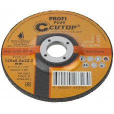 Диск шлифовальный по металлу, нерж.стали и алюминию Cutop profi plus Т27-125 х 6,0 х 22.2 мм 50-316